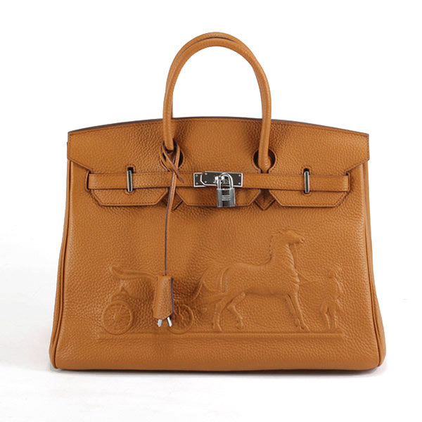 6089 Hermes Birkin 35 centimetri con logo in rilievo borsa caffﾨﾨ leggero